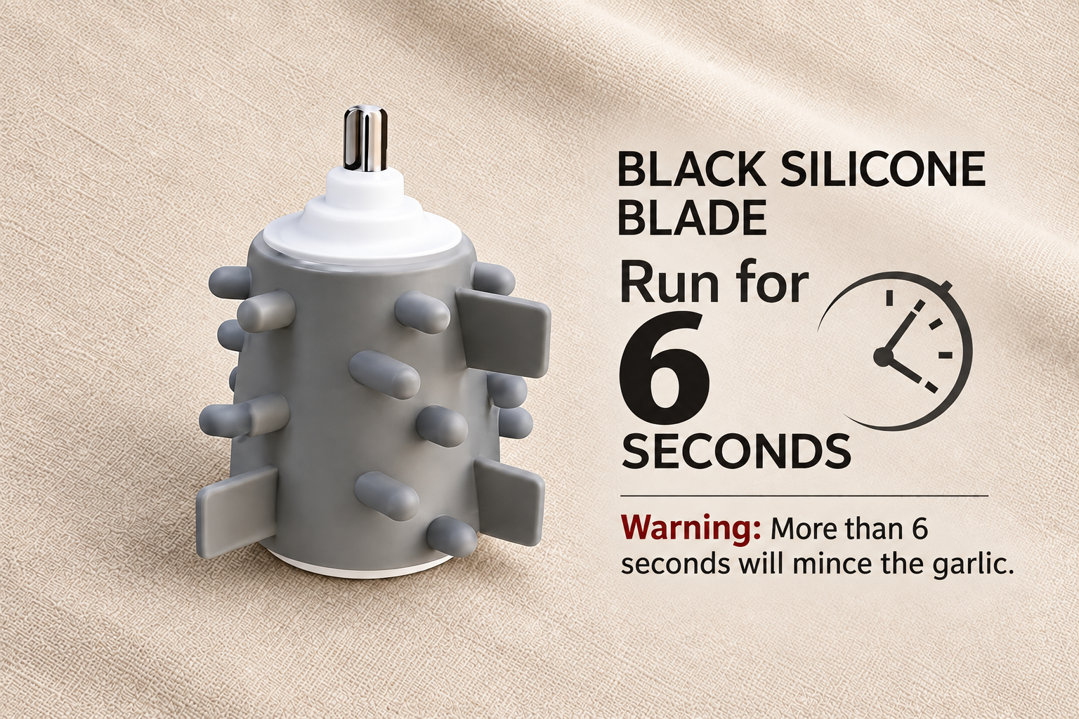 Close-up of the grey silicone garlic peeler