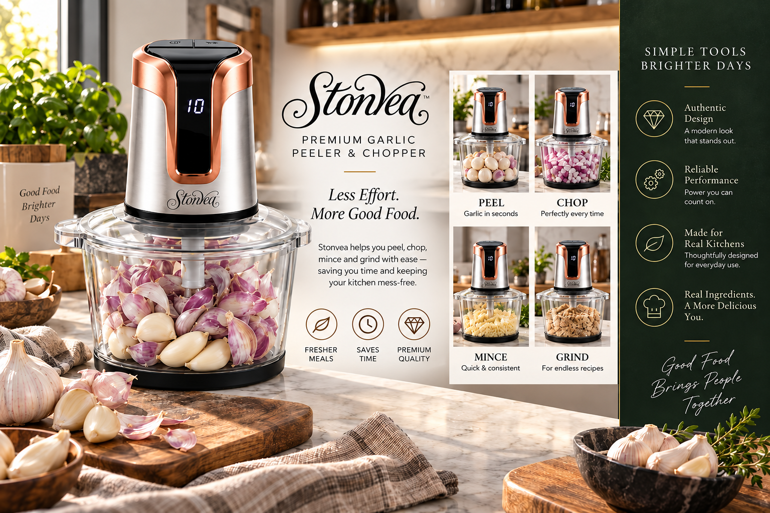 Stonvea garlic peeler kitchen showcase